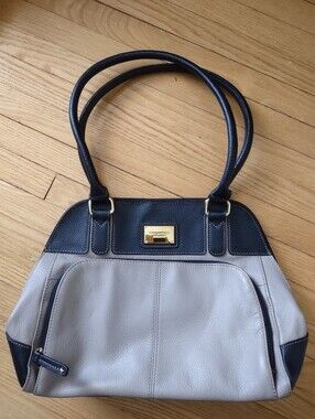 Two-Tone Black and Light Gray Shoulder Bag